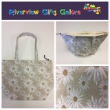Large Tote Bag With Zip - Daisy Taupe Large Tote Bag With Zip - Daisy Taupe